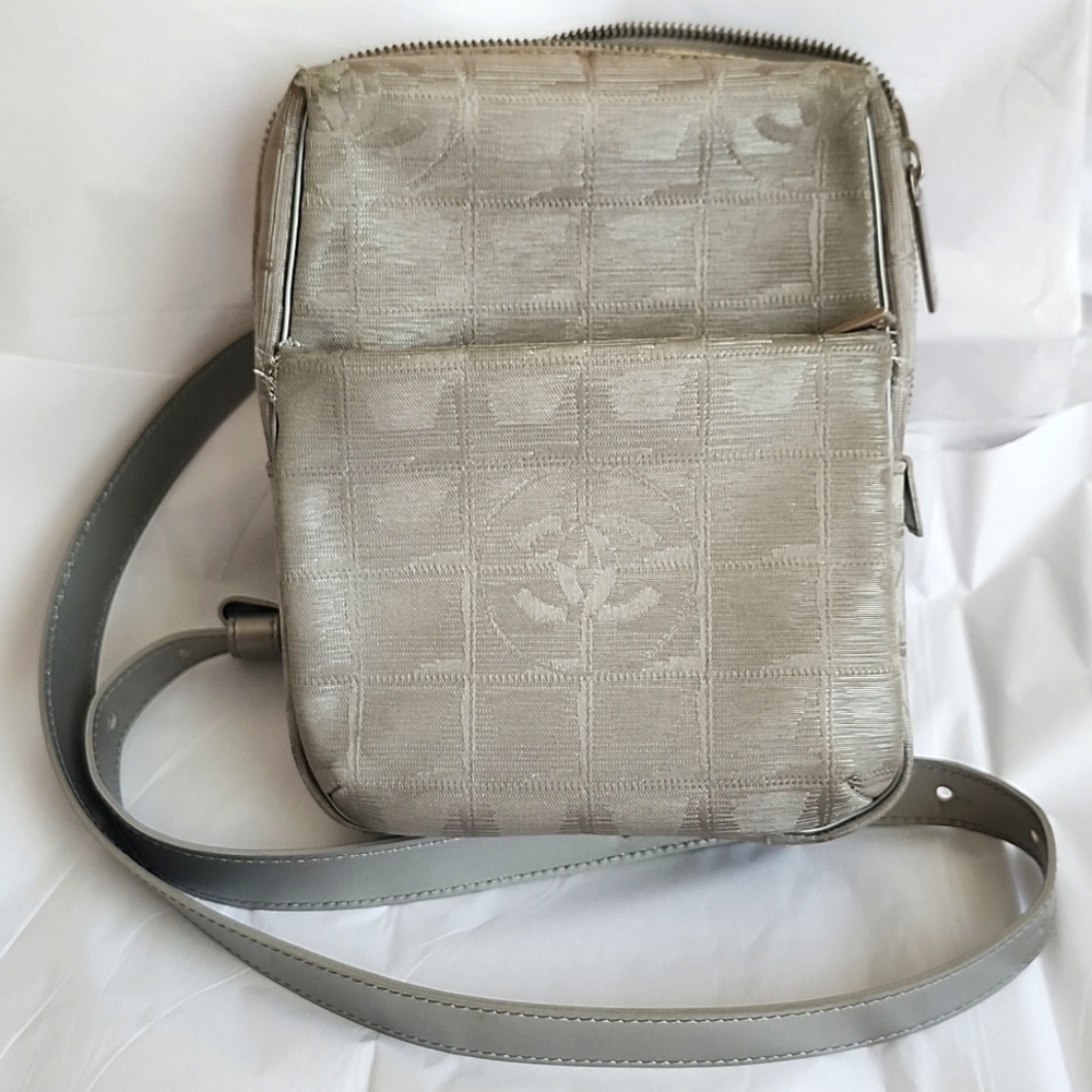 Preowned Authentic CHANEL Travel Line Nylon Mini Crossbody Shoulder Bag